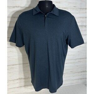 01. ALGO 01.ALGO Blue Stretch Zip Polo Shirt Size LARGE Mens Golf Tennis Casual